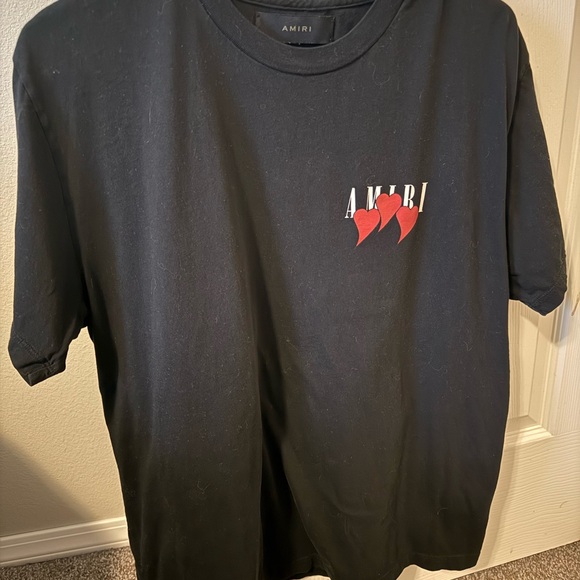 AMIRI Black Short-Sleeve Tee with Red Heart Trio Graphic